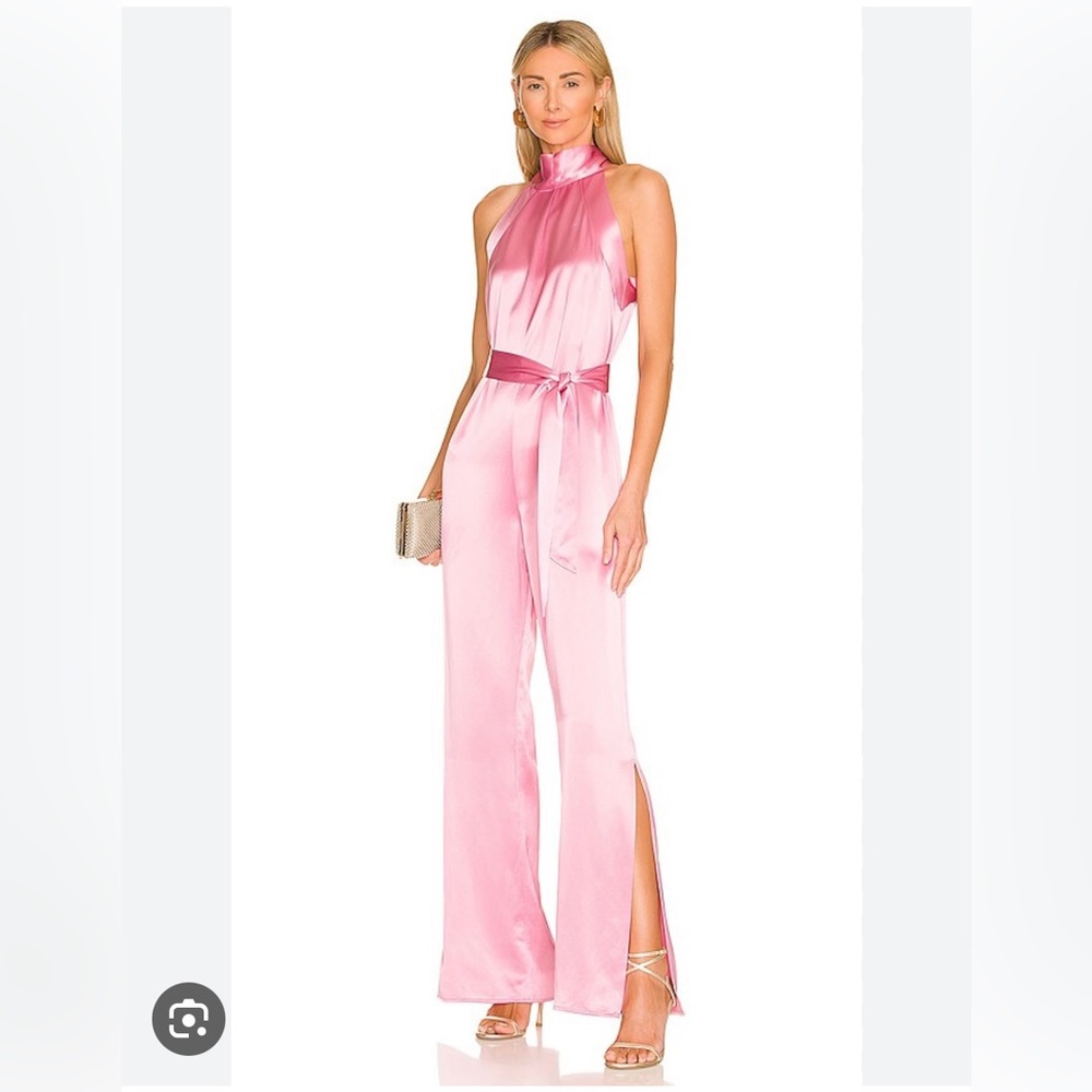 Silky Halter Jumpsuit in Pink